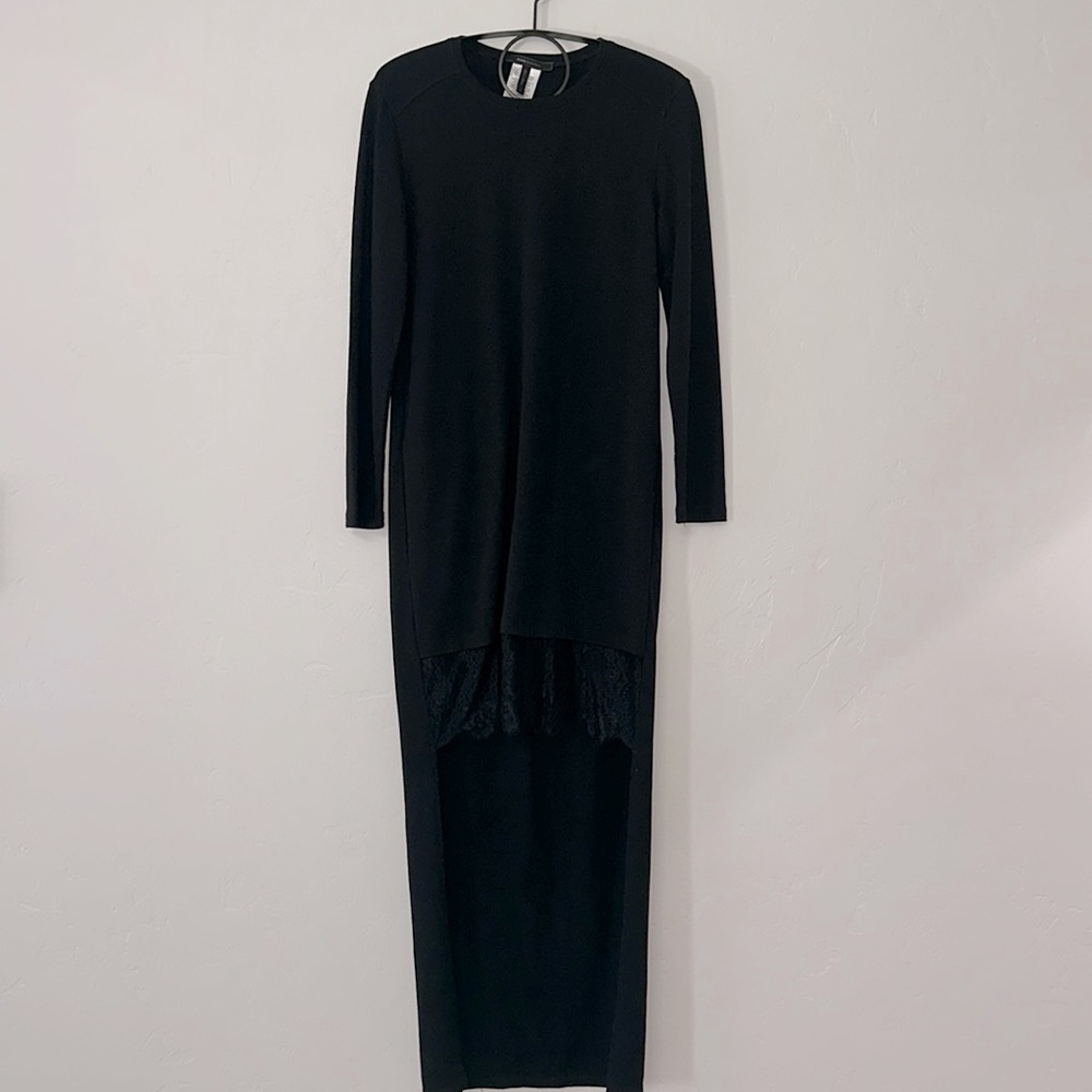 BCBGmaxazaria Braidey Black Lace High Low Sweater Dress w/ POCKETS!